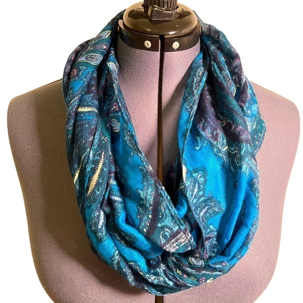 Infinity Scarf Blue Purple Yellow Paisley